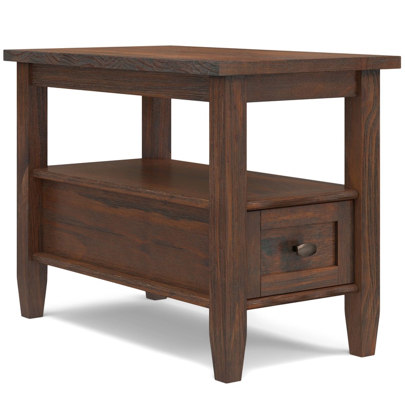 Warm Shaker – Narrow Side Table – Distressed Charcoal Brown