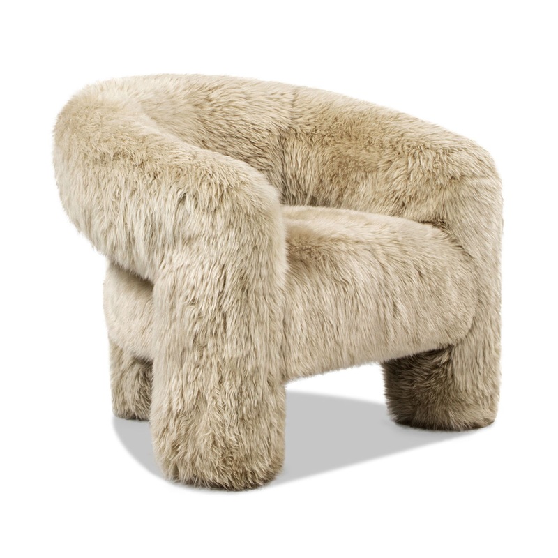 Avalon – Genuine Sheepskin Fur Split Barrel Back Accent Chair – Natural Blonde