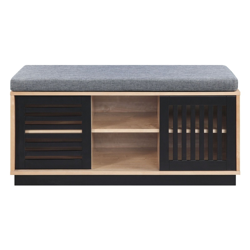 Gamaliel – Bench With Storage – Oak / Espresso