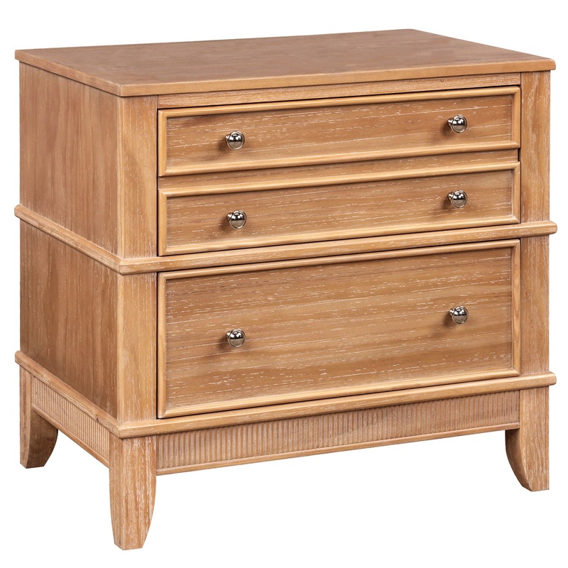Hazel – 3 Drawer Side Table For Living Room, Hallway, Entryway (Set of 2) – Natural