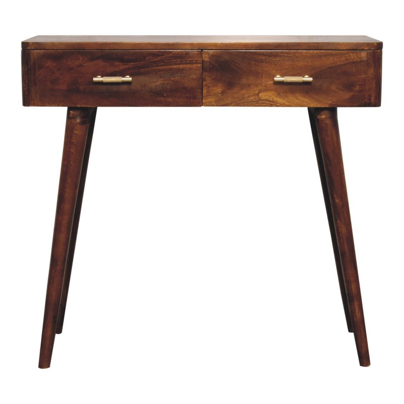 T Bar Console Table, 2 Drawers – Chestnut