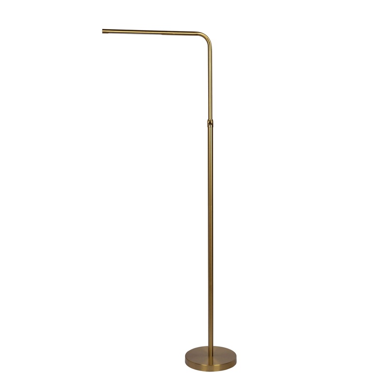 Verve – Floor Lamp With On / Off Switch Adjustable LED Round Base – Gold