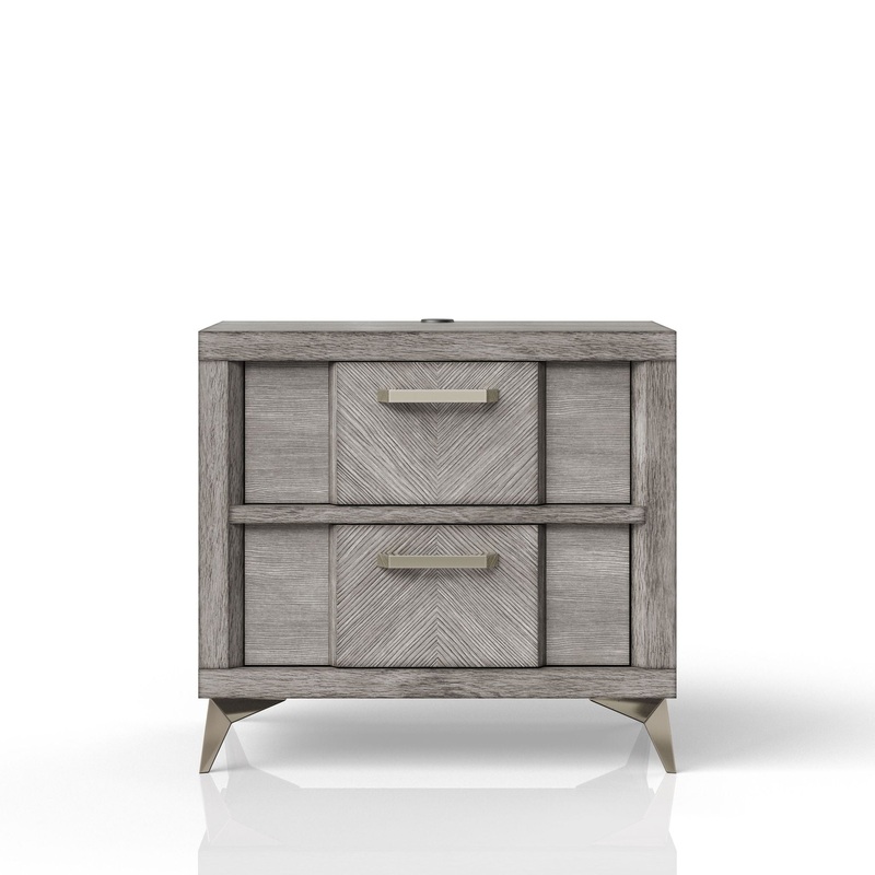 2 Drawer Night Bookmatched Veneers – Gray