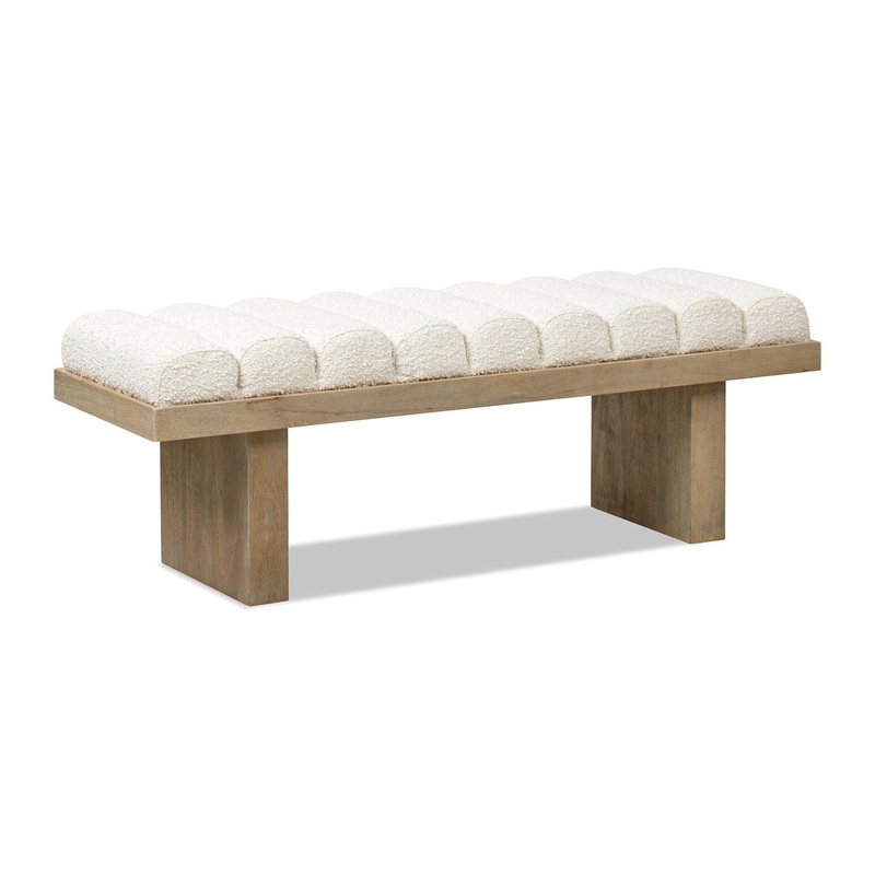 Bella – Upholstered Modern Accent Bench – Ivory White