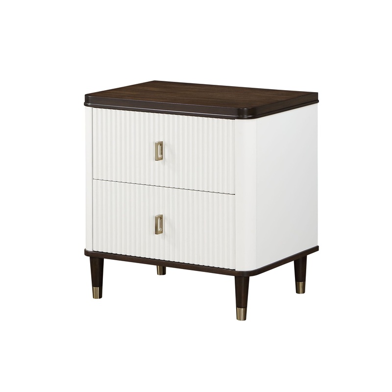 Carena – Night Stand With USB – White / Walnut