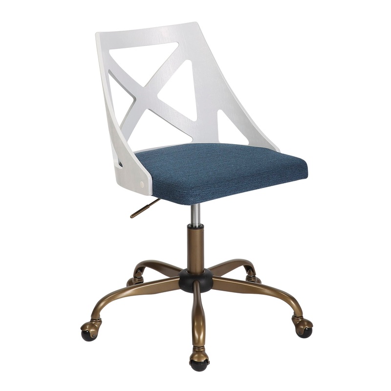 Charlotte – Farmhouse Task Chair – Antique Copper / White / Blue