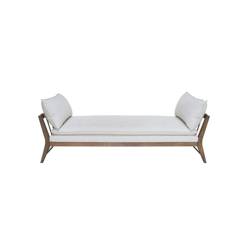 Daybed With Leather Strap Detail – White