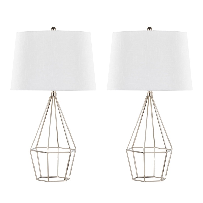 Diana – Contemporary Table Lamp (Set of 2) – Polished Nickel / Black Satin