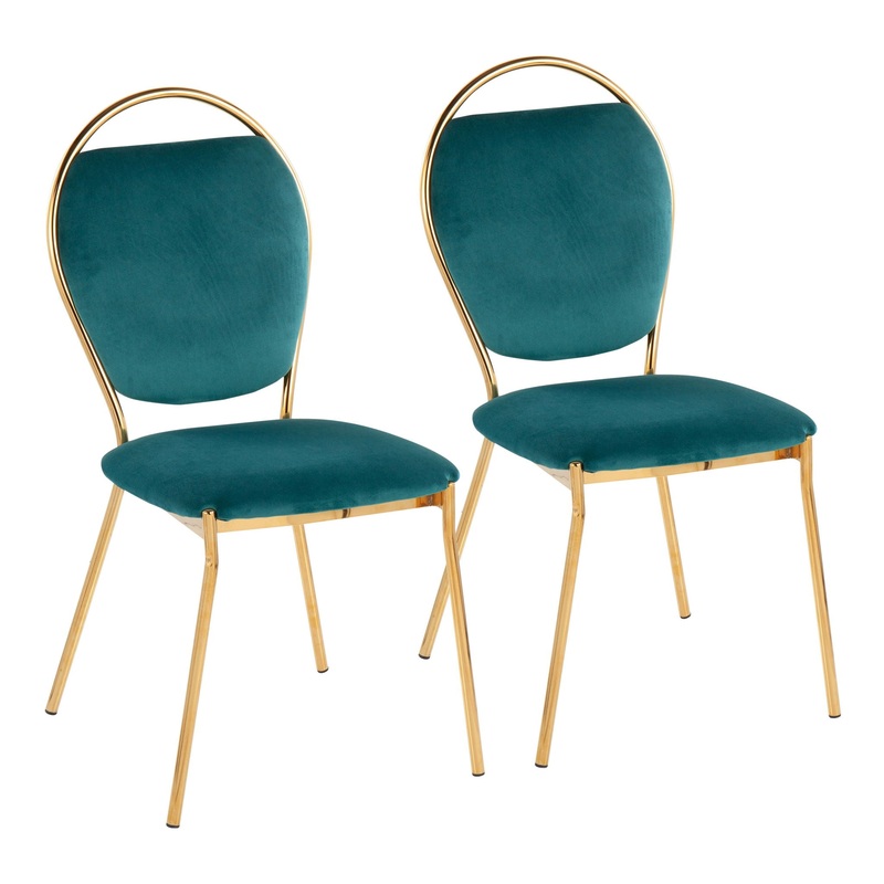Keyhole – Contemporay / Glam Dining Chair (Set of 2) – Gold / Green