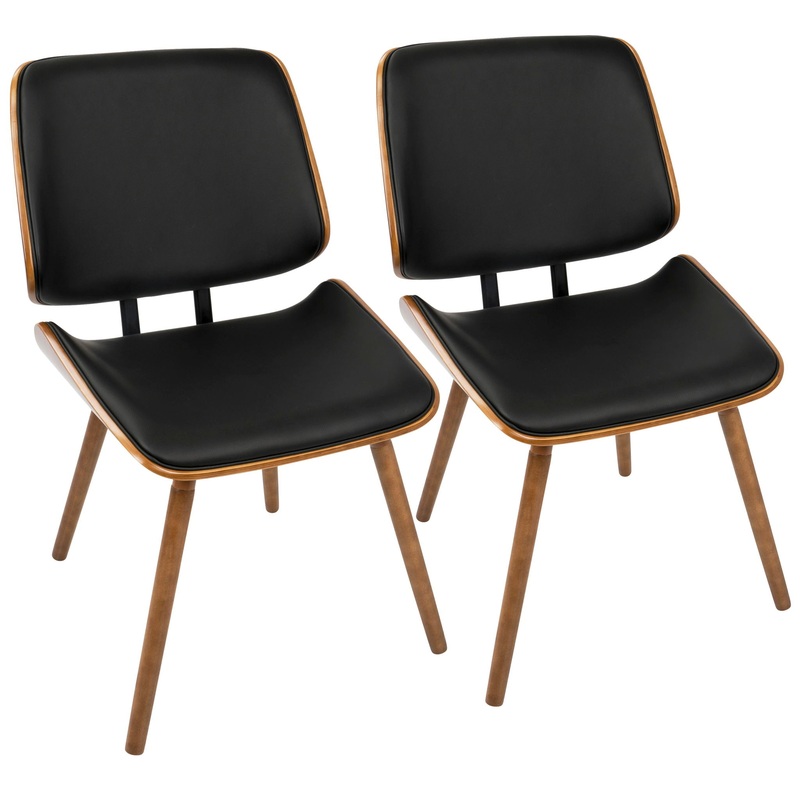 Lombardi – Mid-Century Modern Dining / Chair (Set of 2) – Walnut / Black