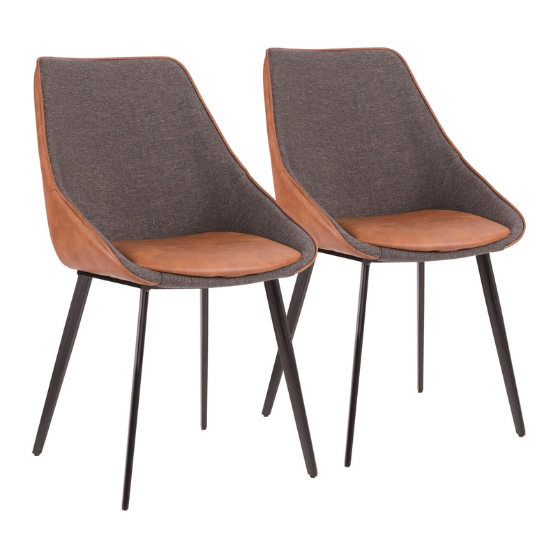 Marche – Contemporary Two Tone Chair (Set of 2) – Brown / Gray