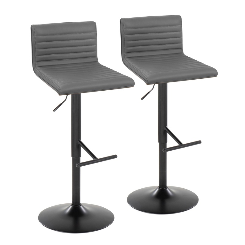 Mason – Contemporary Adjustable Barstool With Swivel With Straight T Footrest (Set of 2)