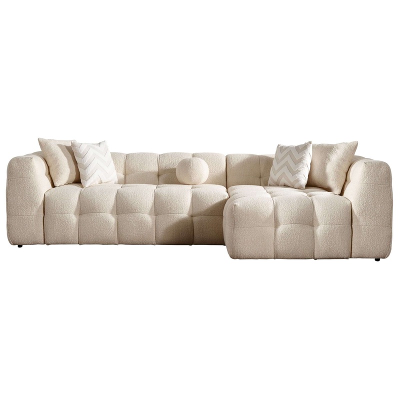 Alana – Tufted Right Sectional Sofa – Ivory