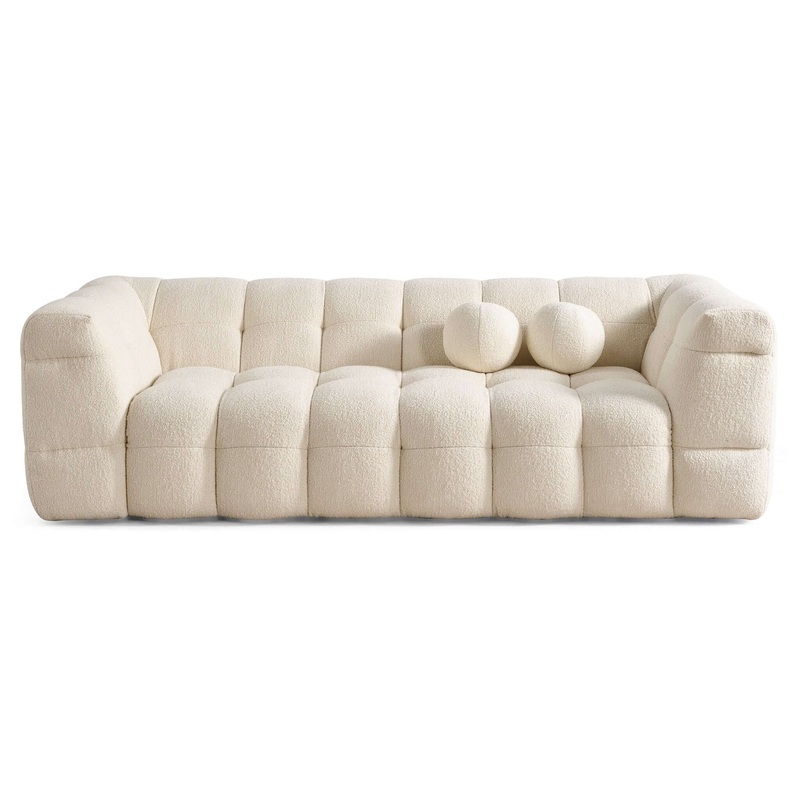 Alana – Tufted Sofa – Ivory / White