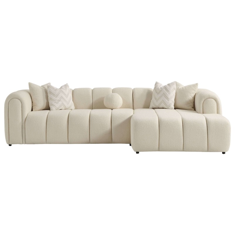 Beatrice – Modern Tufted Right Sectional Sofa – Ivory