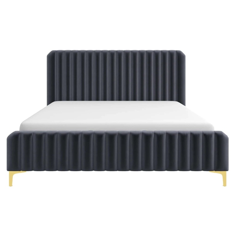 Bethany – Queen Upholstered Platform Bed – Gray