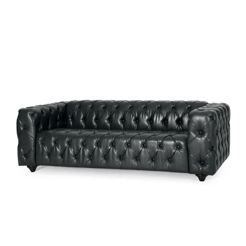 Comfy 3 Seat Sofa & Wooden Legs, For Living Room And Study – Black