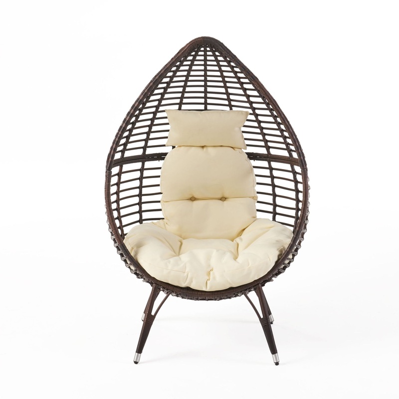 Cutter Teardrop Patio Chair With Water Resistant Cushion – Multi / Brown / Beige