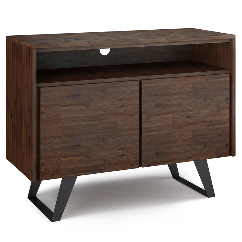 Lowry – Handcrafted TV Media Stand – Distressed Charcoal Brown