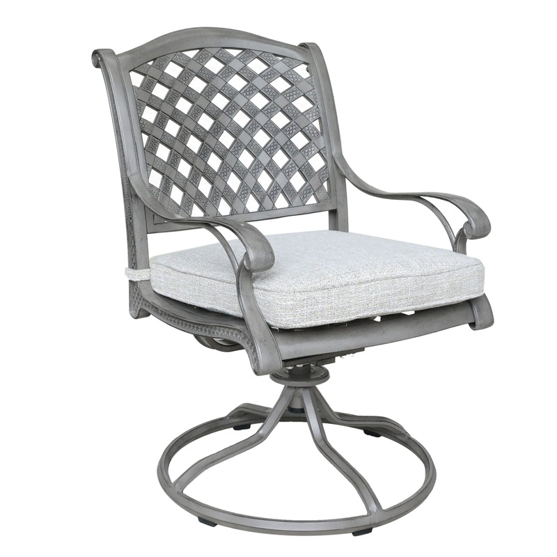 Outdoor Aluminum Swivel Rocker Dining Chairs With Cushions (Set of 2) – Golden Gauze