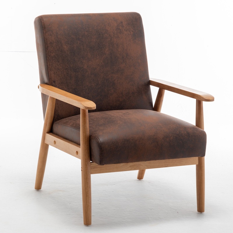 Wide Classic Mid-Century Modern Arm Chair – Brown