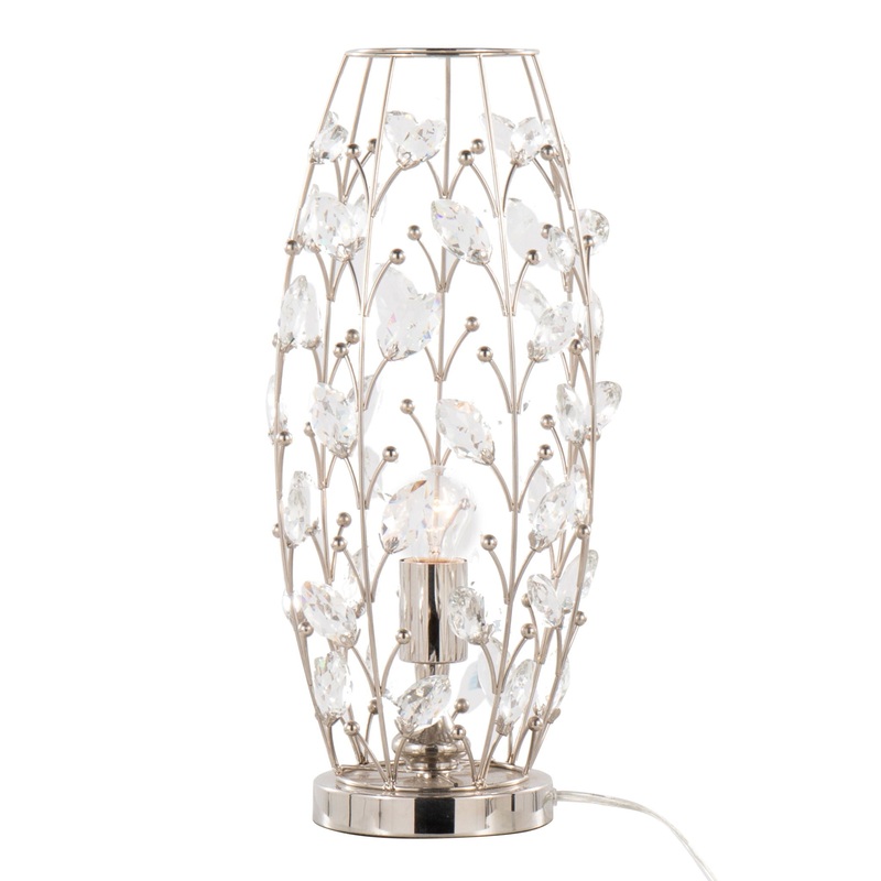Crystal – Buds Contemporary Uplight Lamp – Polished Nickel / Clear Crystal