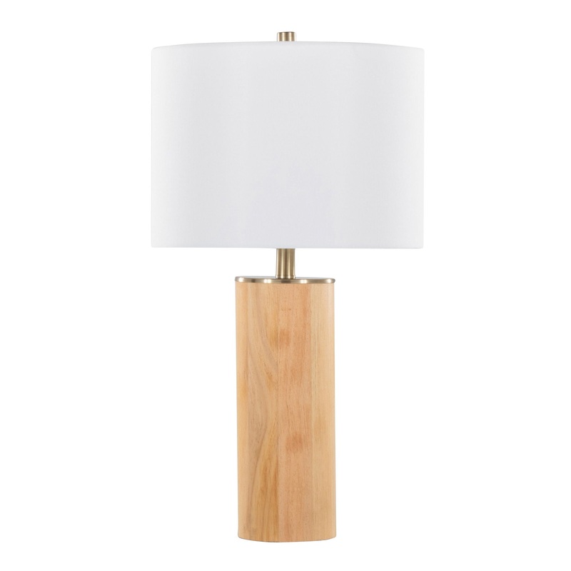 Cylinder – Ash Contemporary Table Lamp – Ash / Antique Brass / White