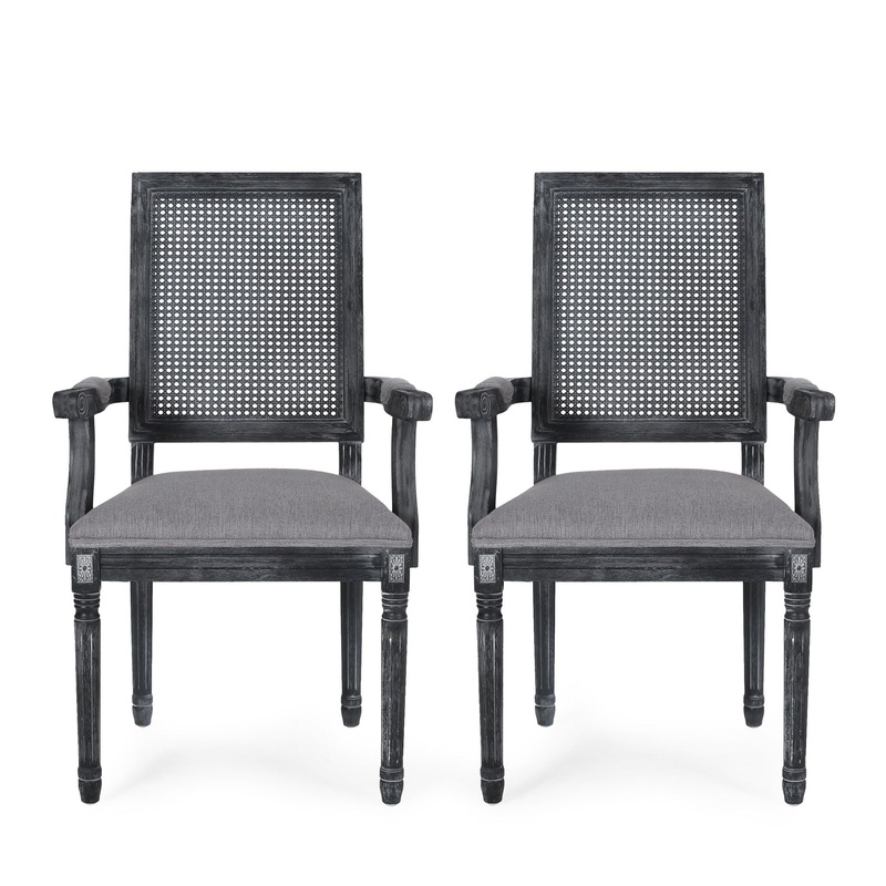 Elegant French Country Style Dining Chair With Cane Backrest