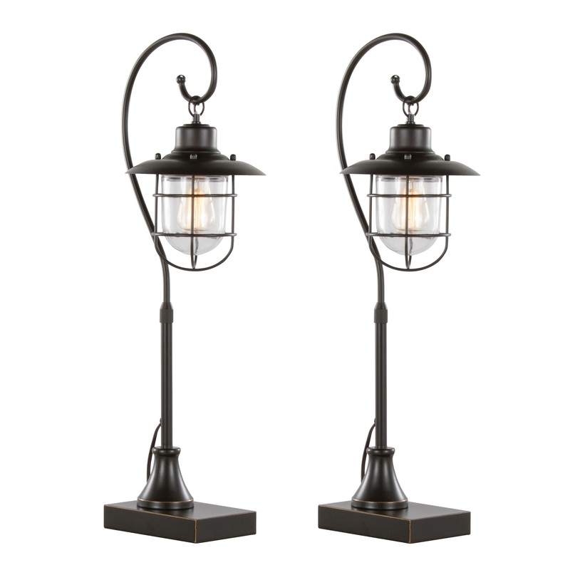 Landen – Contemporary Task Lamp (Set of 2) – Oil Rubbed Bronze / Clear