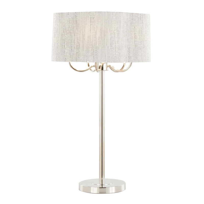 Lily – Contemporary Table Lamp – Polished Nickel / Gray