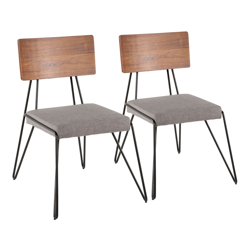 Loft – Mid-Century Modern Chair (Set of 2) – Black / Gray / Walnut