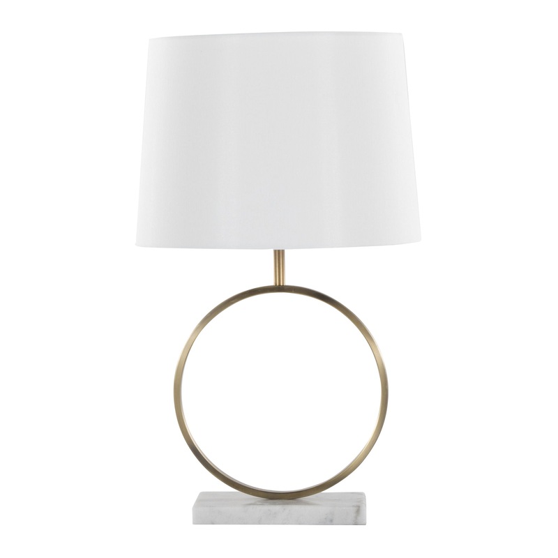 Moon – Contemporary Table Lamp – White / Gold