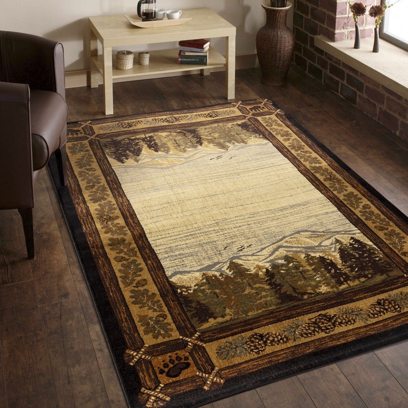Nature’s Nest – 5’3 X 7’3 Lodge Area Rug – Multi / Black