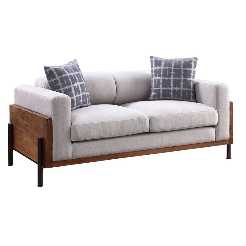 Pelton – Loveseat With 2 Toss Pillows – Walnut
