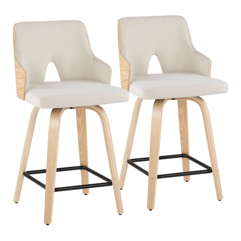 Stella – Contemporary Fixed Height Counter Stool With Swivel Square Footrest (Set of 2)