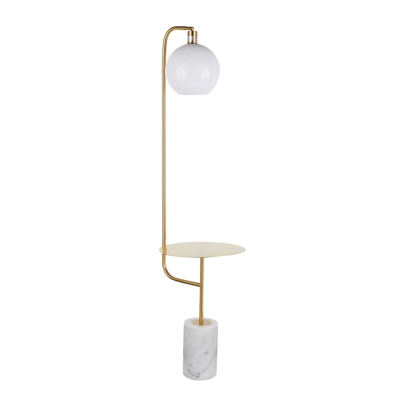 Symbol – Contemporary / Glam Floor Lamp Side Table – White Marble