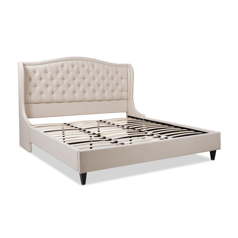 Coverley – King Tufted Shelter Platform Bed – Sky Neutral Beige