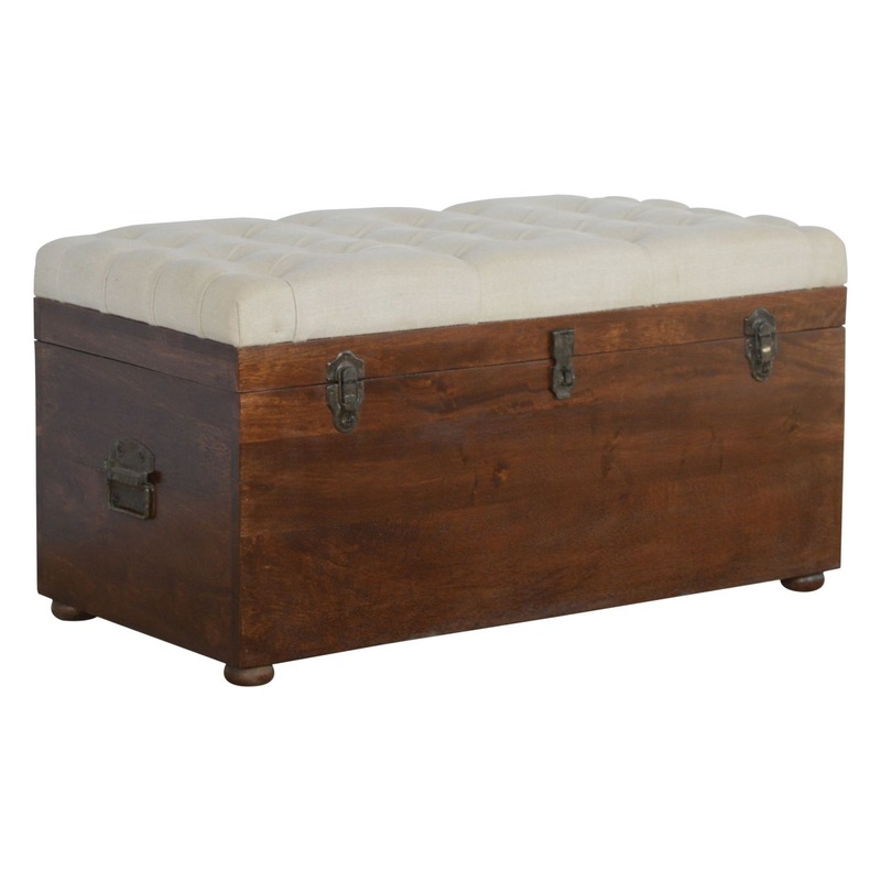 Linen Storage Trunk – Chestnut / White Linen
