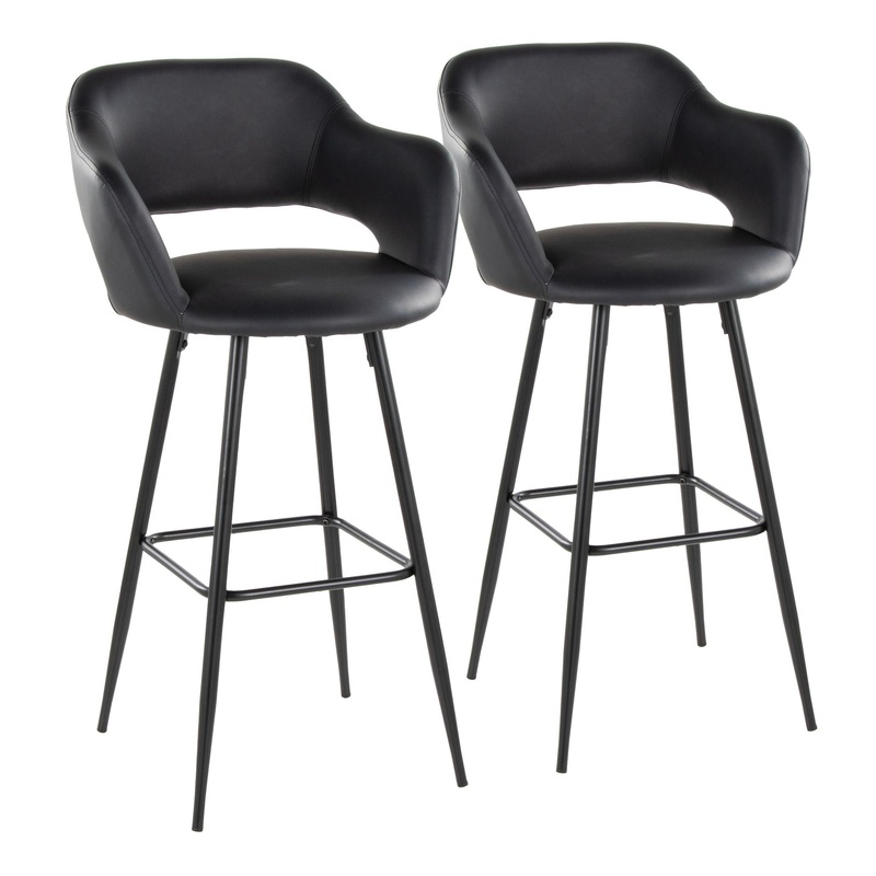 Margarite – Contemporary Fixed Height BarStool With Square Footrest (Set of 2)