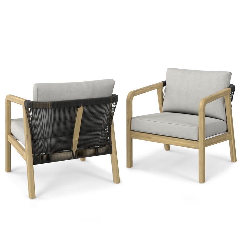 Palmetto – Outdoor Conversation Chair (Set of 2) – Stone Gray