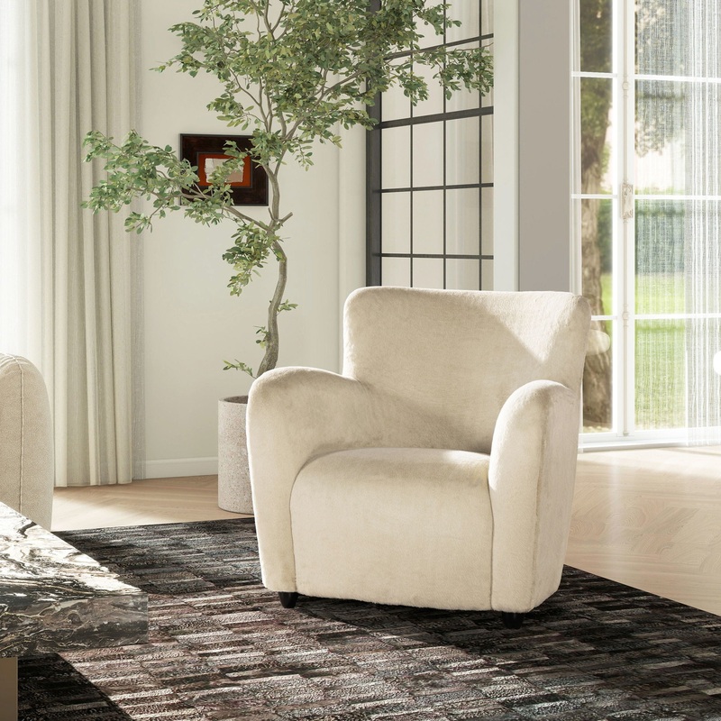 Wolffe – Curved Arm Accent Chair – Creme De La Creme White