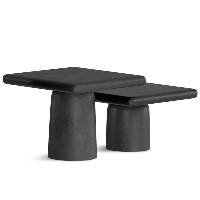 Zachary – 2 Piece Set Cast Aluminum Coffee Table – Black