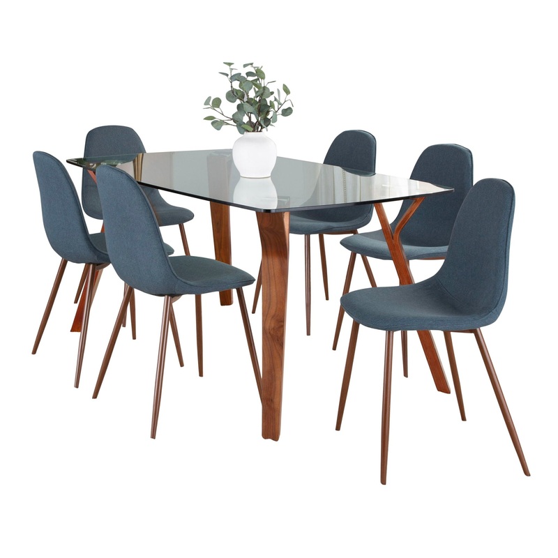 Folia Pebble – 7 Piece Mid-Century Modern Dining Set