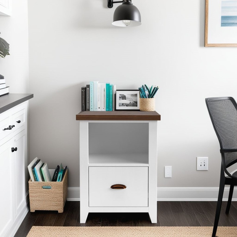 Hampton – 1 Drawer File – Jasmine Whitewash / Barnwood