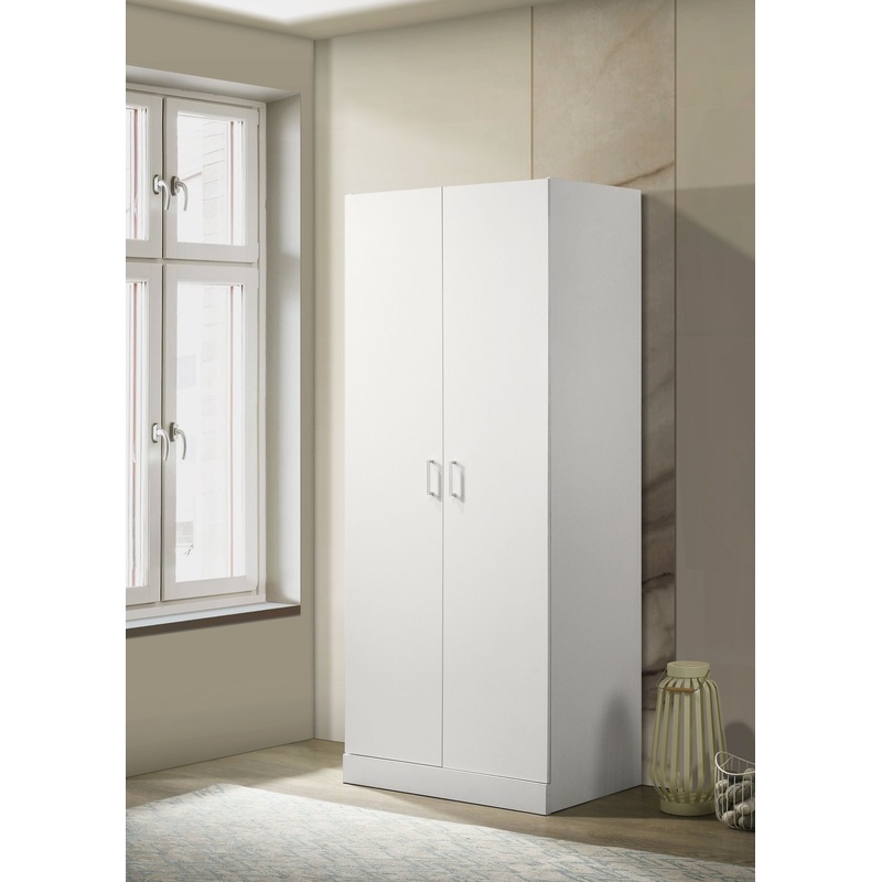 Michael – Double Door Wardrobe Cabinet Armoire With Shelf And Hanging Rod – White