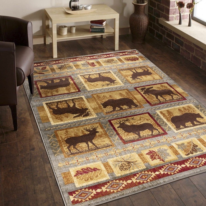 Nature’s Nest – 5’3 X 7’3 Lodge Area Rug – Multi, Blue