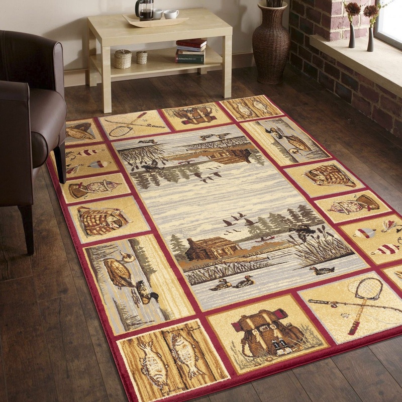 Nature’s Nest – 5’3 X 7’3 Lodge Area Rug – Red