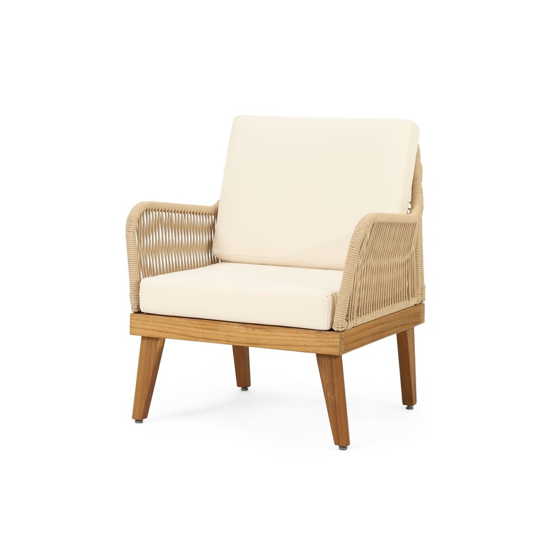 Outdoor Club Chair With Rope Weave Design – Teak