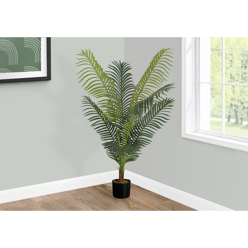 47 Tall, Artificial Plant, Palm Tree, Indoor, Faux, Fake, Floor, Greenery, Potted, Real Touch, Decorative – Green / Black