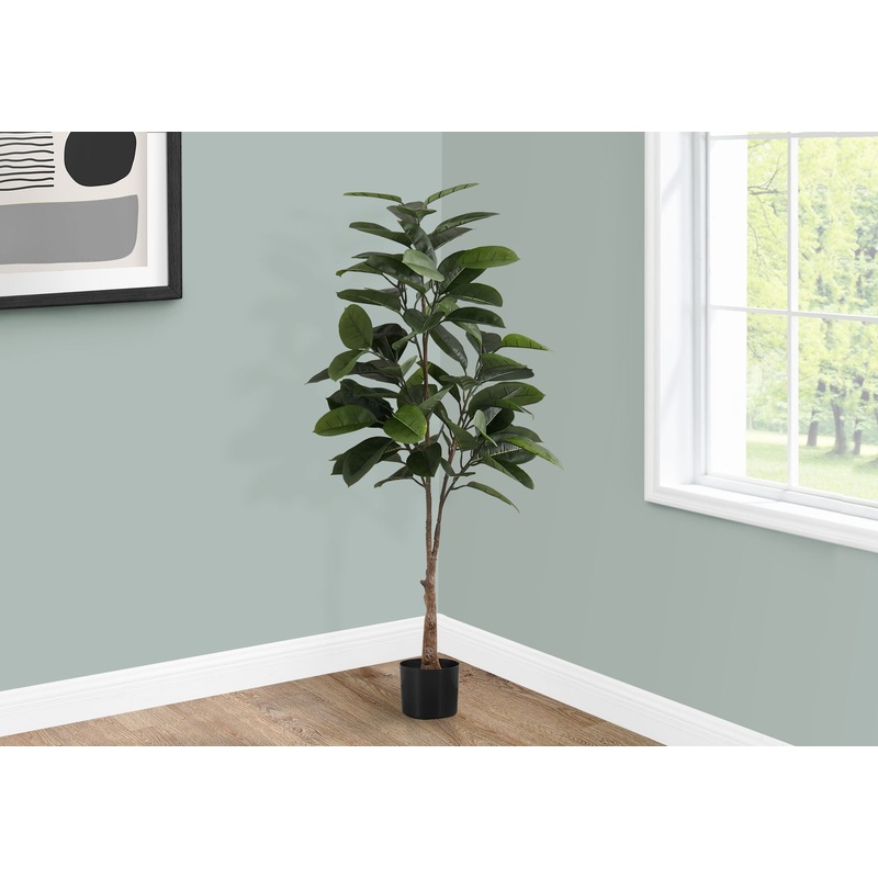 52 Tall, Artificial Plant, Rubber Tree, Indoor, Faux, Fake, Floor, Greenery, Potted, Real Touch, Decorative – Green / Black